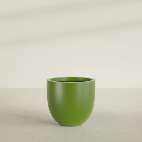 Alzira Bowl Planter in Satin Green, 30"D × 28"H, shown empty