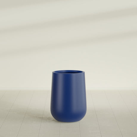 Hayden Urn Planter in Matte Cobalt Blue, 15"Diam × 23"H, shown empty