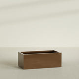 Torino Wide Rectangular Planter in Metallic Bronze, 48"L × 24"D × 18"H, shown empty