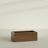 Torino Wide Rectangular Planter in Metallic Bronze, 48"L × 24"D × 18"H, shown empty