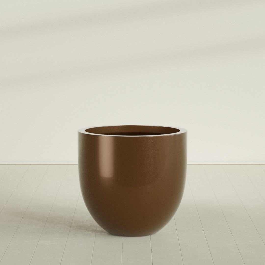 Alzira Bowl Planter in Metallic Bronze, 36"D × 34"H, shown empty