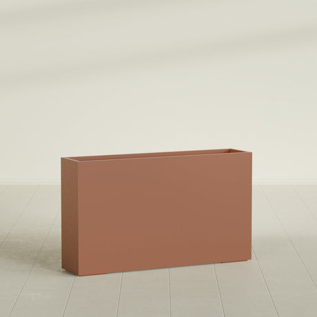 Perth Rectangular Planter in Matte Terra Cotta, 72"L × 16"D × 42"H, shown empty