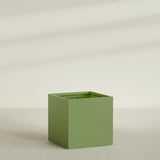 Montroy Cube Planter in Satin Green, 48", shown empty