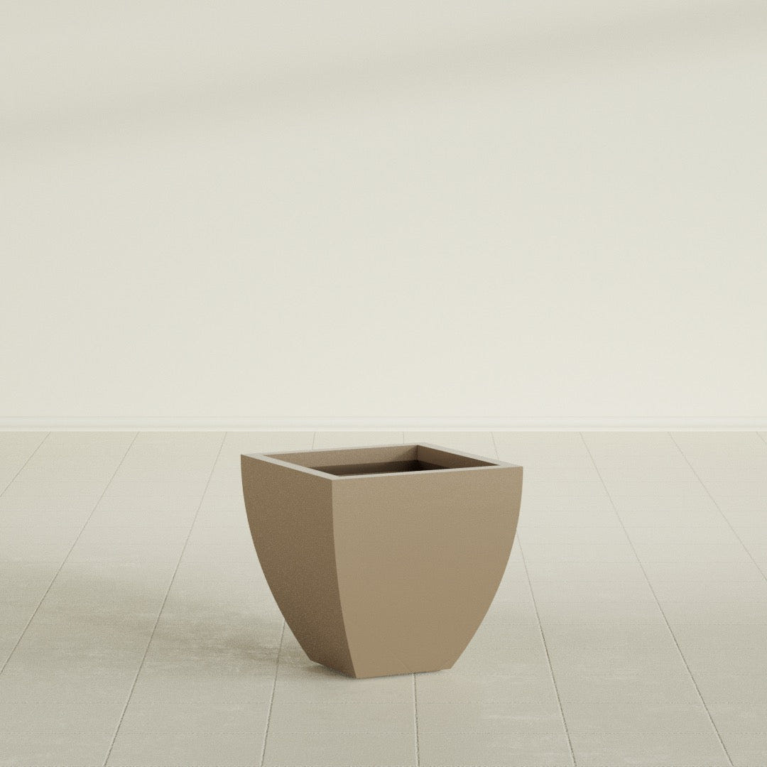 Lima Tapered Square Planter in Gloss Metallic Gold, 16", shown empty
