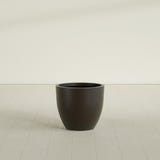 Wannsee Round Planter in Matte Dark Brown, 27"D × 24"H, shown empty
