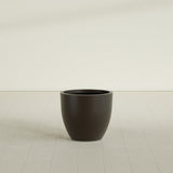 Wannsee Round Planter in Matte Dark Brown, 27"D × 24"H, shown empty