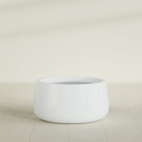 Short Hayden Bowl Planter in Matte Bright White, 20"D × 10"H, shown empty