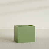 Brisbane Rectangular Planter in Satin Green, 36"L × 24"D × 32"H, shown empty
