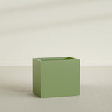 Brisbane Rectangular Planter in Satin Green, 36"L × 24"D × 32"H, shown empty