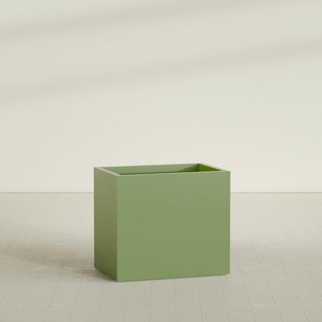 Brisbane Rectangular Planter in Satin Green, 36"L × 24"D × 32"H, shown empty