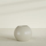 Globe Planter in Satin Beige, 30"D × 24"H, shown empty