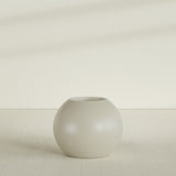 Globe Planter in Satin Beige, 30"D × 24"H, shown empty