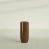 Saint Tropez Bullet Round Planter in Metallic Bronze, 16"D × 38"H, shown empty