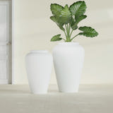 Barà Jar fiberglass planter in Matte Bright White, size range, in a sunlit interior