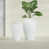 Barà Jar fiberglass planter in Matte Bright White, size range, in a sunlit interior