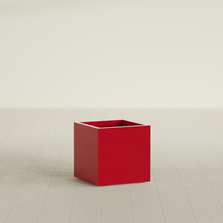 Montroy Cube Planter in Gloss Red, 20", shown empty
