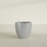 Wannsee Round Planter in Metallic Silver, 33"D × 29"H, shown empty