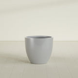 Wannsee Round Planter in Metallic Silver, 33"D × 29"H, shown empty