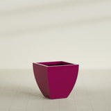 Lima Tapered Square Planter in Gloss Eggplant, 24", shown empty