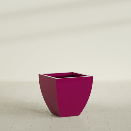 Lima Tapered Square Planter in Gloss Eggplant, 24", shown empty