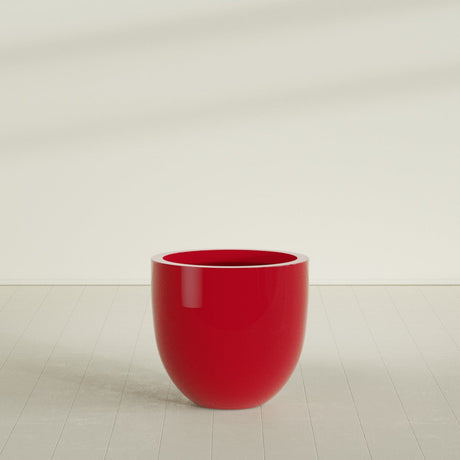 Alzira Bowl Planter in Gloss Red, 30"D × 28"H, shown empty