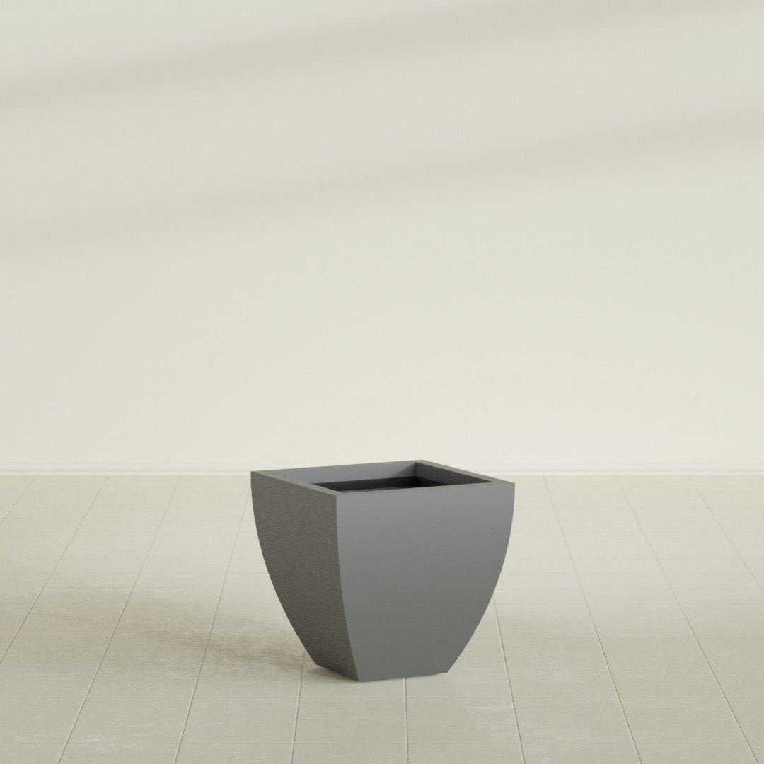 Lima Tapered Square Planter in Matte Gunmetal, 20", shown empty