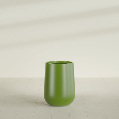 Hayden Urn Planter in Satin Green, 15"Diam × 23"H, shown empty