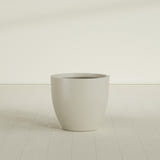 Wannsee Round Planter in Satin Beige, 33"D × 29"H, shown empty