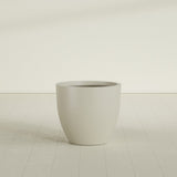 Wannsee Round Planter in Satin Beige, 33"D × 29"H, shown empty