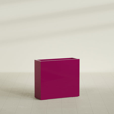 Delray Rectangular Planter in Gloss Eggplant, 36"L × 12"D × 32"H, shown empty
