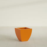 Lima Tapered Square Planter in Gloss Tangerine, 16", shown empty