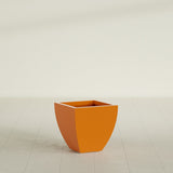 Lima Tapered Square Planter in Gloss Tangerine, 16", shown empty
