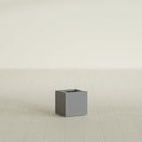 Montroy Cube Planter in Matte Gunmetal, 12", shown empty