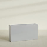 Delray Rectangular Planter in Metallic Silver, 60"L × 12"D × 32"H, shown empty
