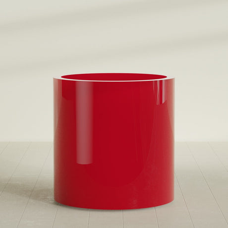 Rio Grande Cylinder Planter in Gloss Red, 30"D × 32"H, shown empty
