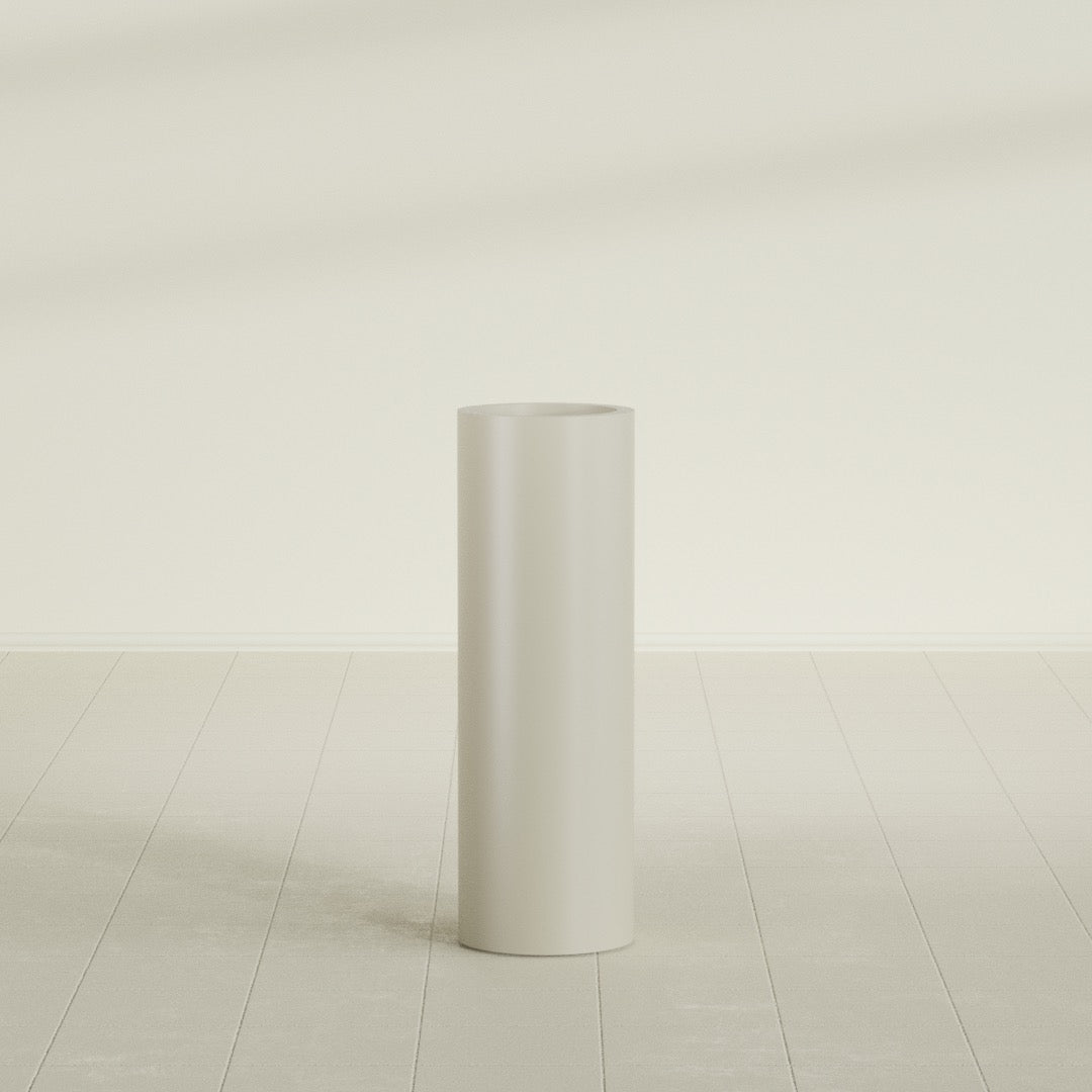 Corry Cylinder Planter in Satin Beige, 10"D × 30"H, shown empty