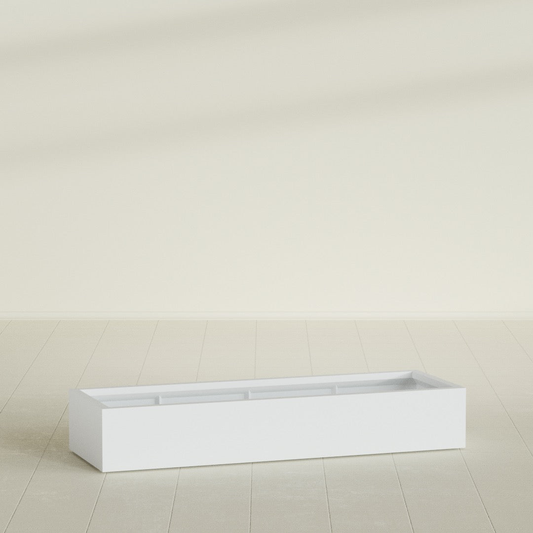 Antwerp Rectangular Planter in Gloss Bright White, 72"L × 24"D × 12"H, shown empty