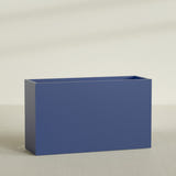 Darwin Rectangular Planter in Matte Cobalt Blue, 72"L × 24"D × 42"H, shown empty