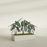 Antwerp Rectangular fiberglass planter in Satin Beige, shown planted, in a sunlit interior