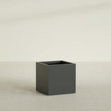 Montroy Cube Planter in Matte Charcoal, 28", shown empty
