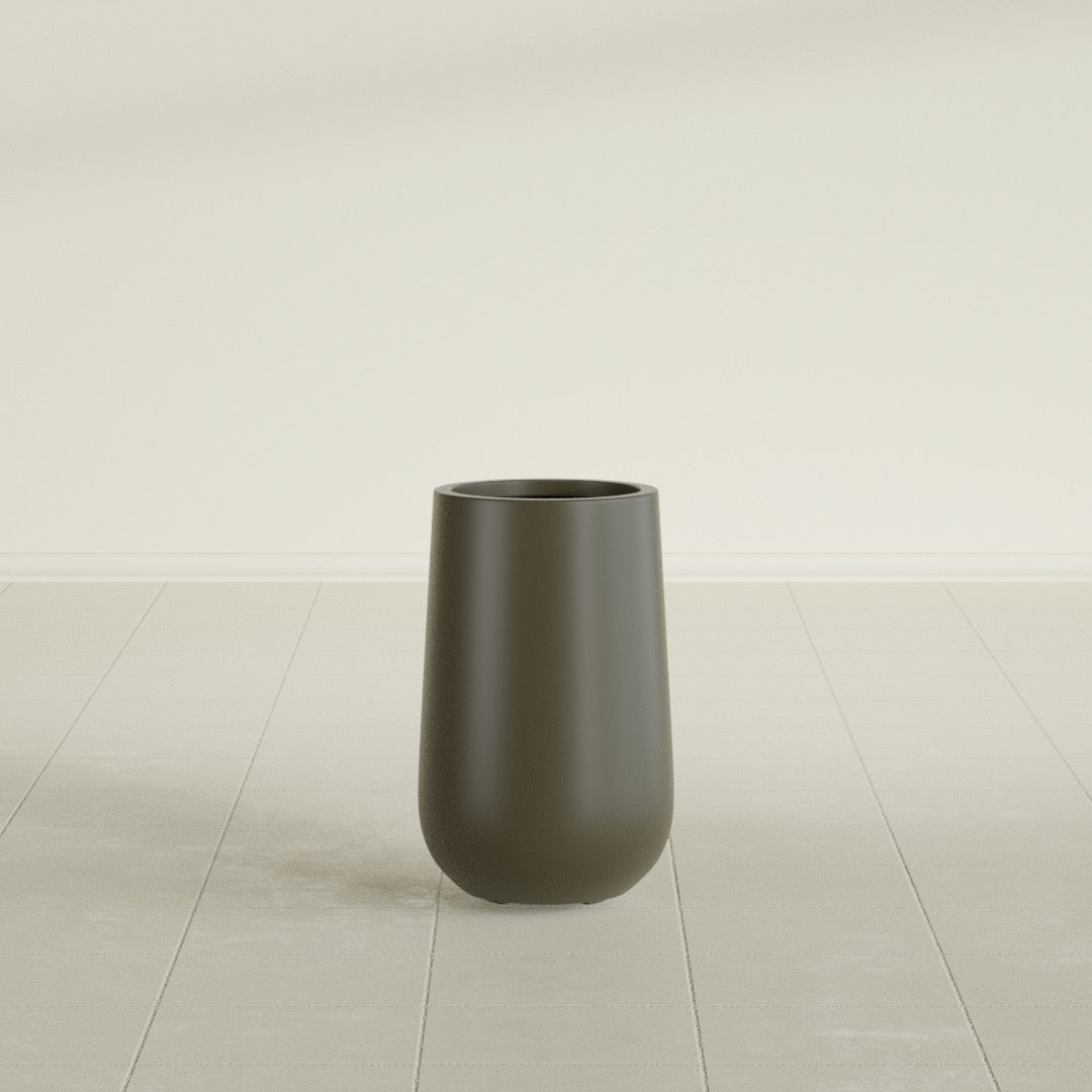Hayden Urn Planter in Matte Bronze, 18"Diam × 29"H, shown empty