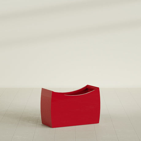 Seoul Curved Planter in Gloss Red, 36"L × 16"D × 24"H, shown empty