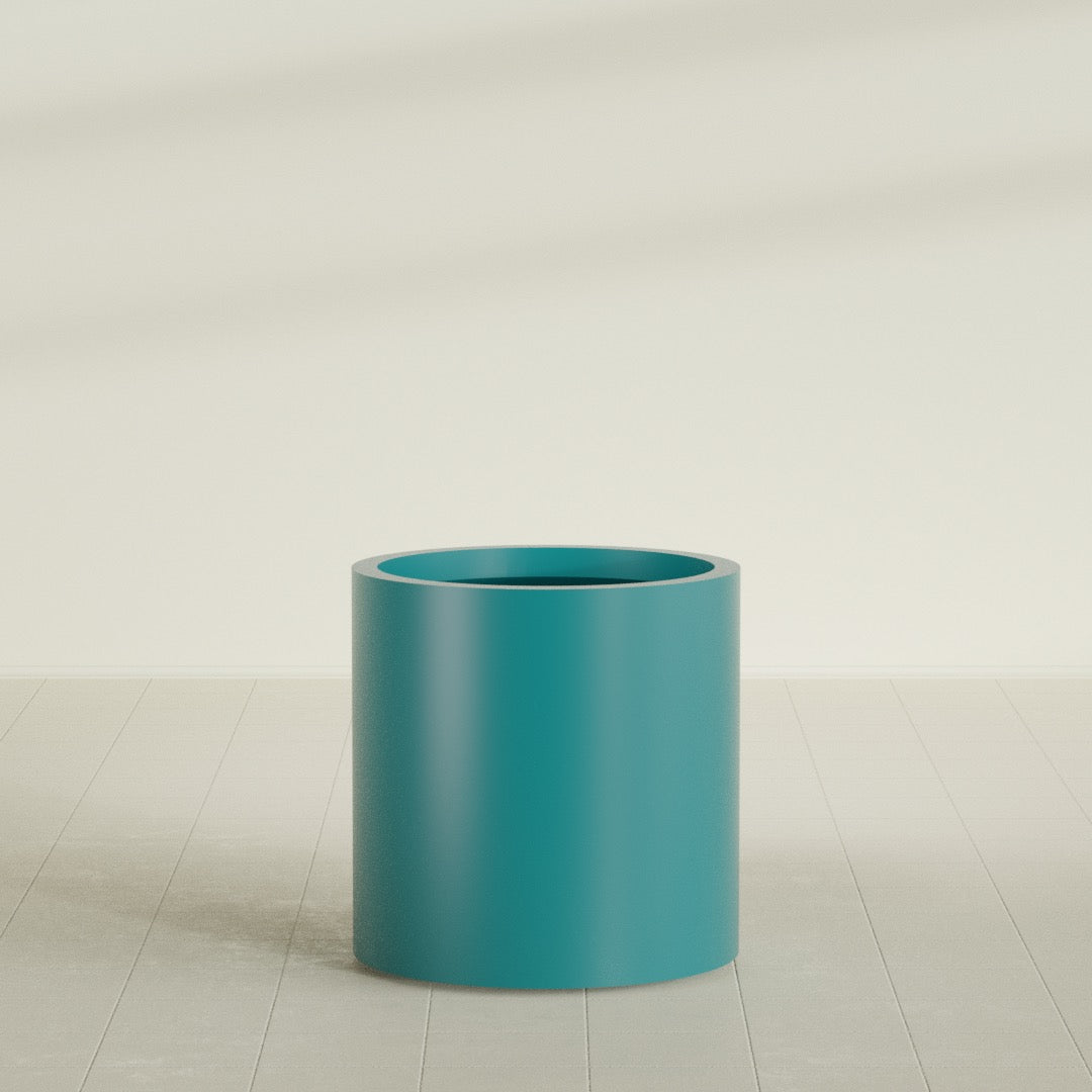 Rio Grande Cylinder Planter in Satin Seafoam Green, 22"D × 22"H, shown empty