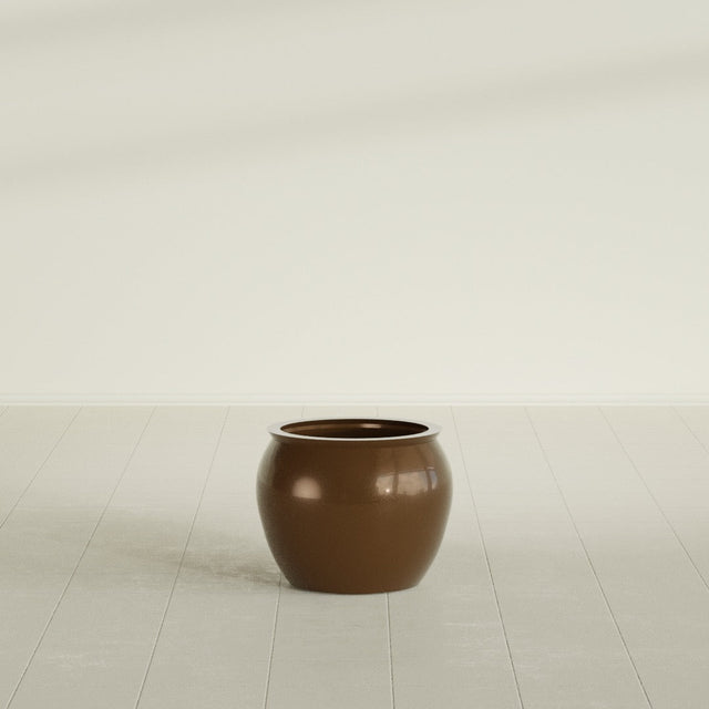 Shanghai Fishbowl Planter in Metallic Bronze, 16", shown empty
