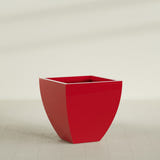 Lima Tapered Square Planter in Gloss Red, 30", shown empty
