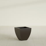 Lima Tapered Square Planter in Matte Dark Brown, 16", shown empty