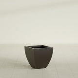 Lima Tapered Square Planter in Matte Dark Brown, 16", shown empty