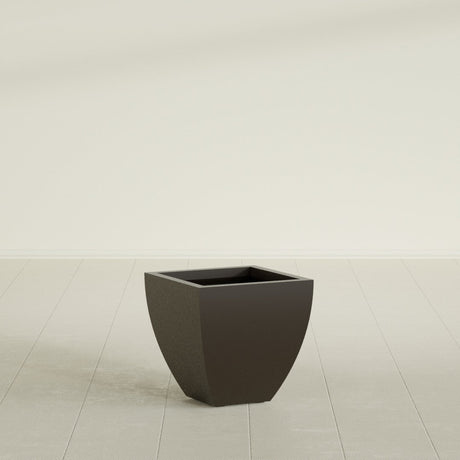Lima Tapered Square Planter in Matte Dark Brown, 16", shown empty