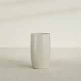 Lisbon tall round tapered fiberglass planter in Satin Beige, 18 in diameter, 32 in high, shown empty