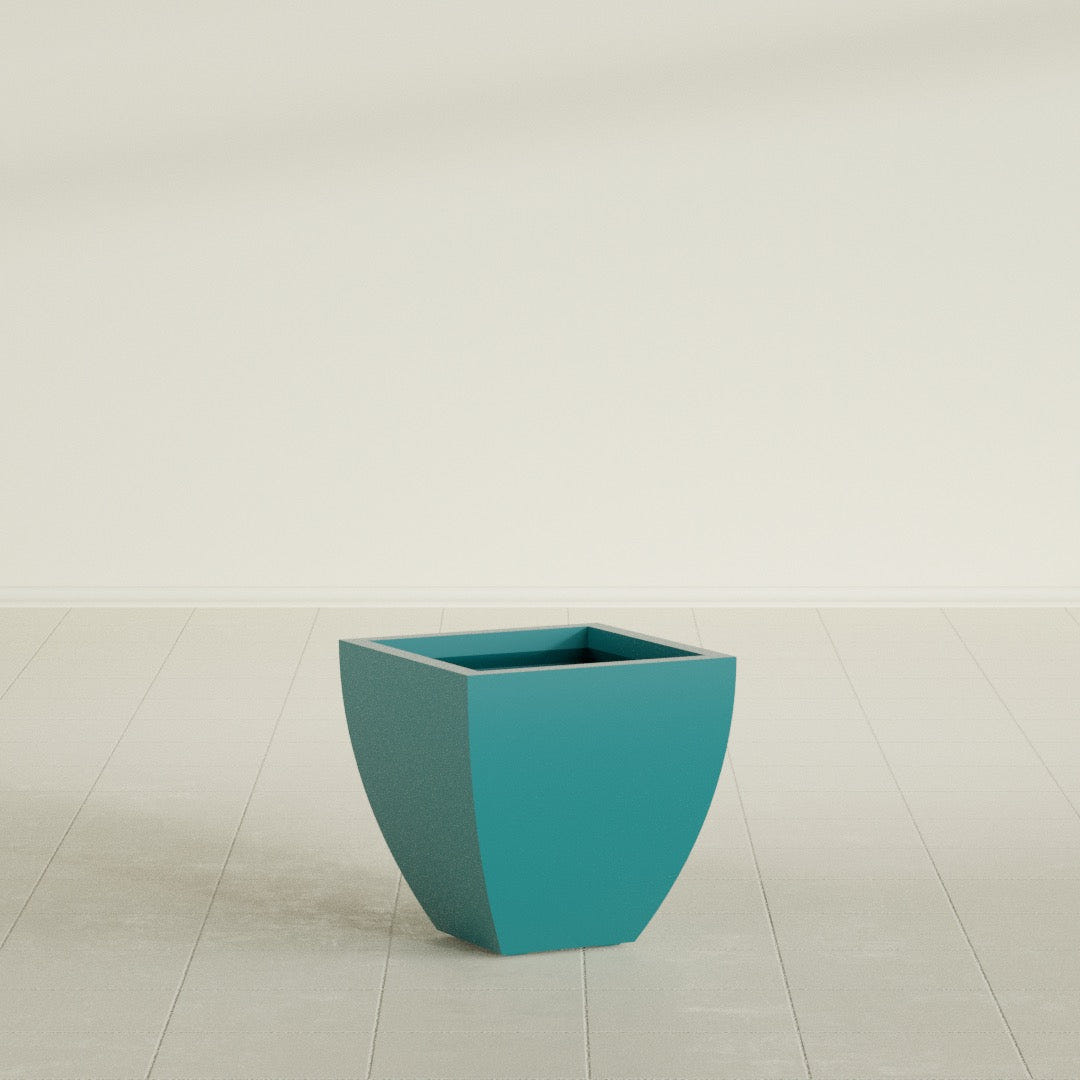 Lima Tapered Square Planter in Satin Seafoam Green, 16", shown empty